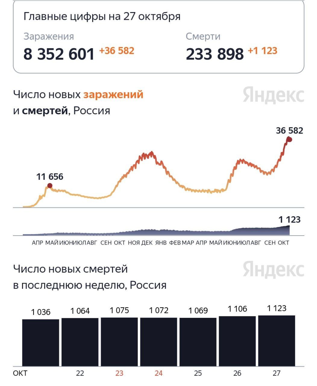 За последние сутки в России от коронавируса умерли 1123 человек, что стало новым максимумом с начала пандемии