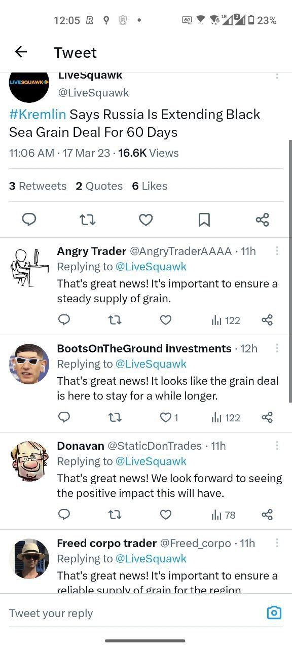 Кто-то покупает ботов для поддержки зерновой сделки одинаковыми комментариями России и Украины