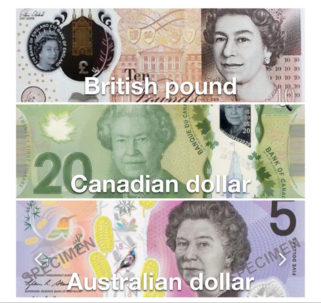 Королева Великобритании была изображена на валютах трёх стран