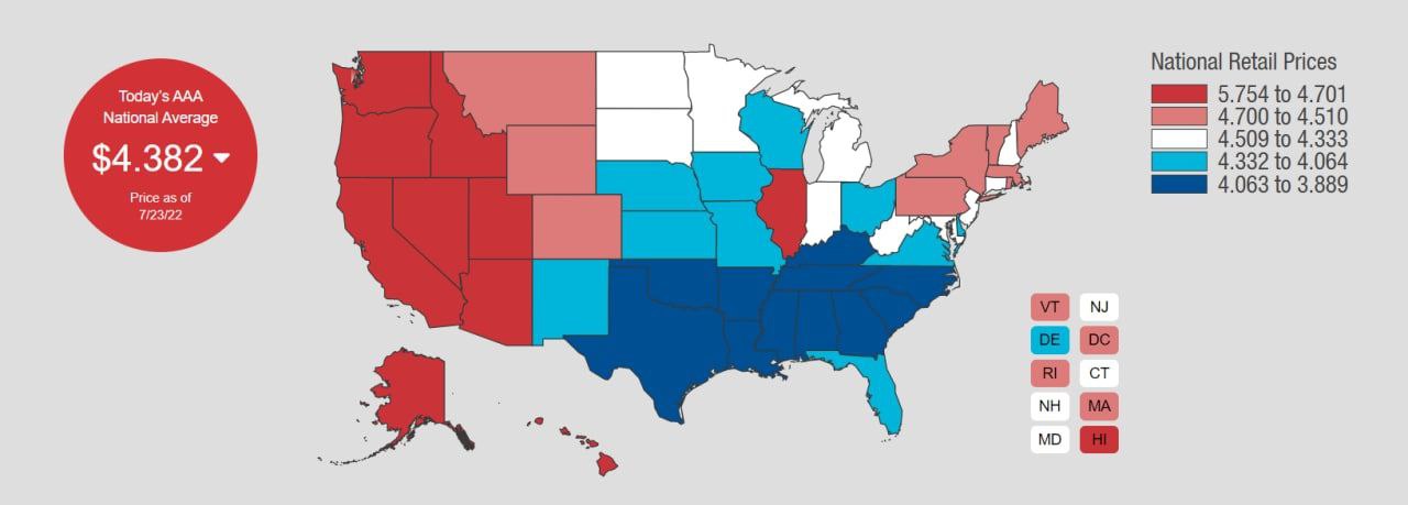Цены на бензин в США снижаются 38 дней подряд, что стало возможным благодаря высвобождению по 1 млн баррелей в сутки из резервов, заявил президент США Джо Байден
