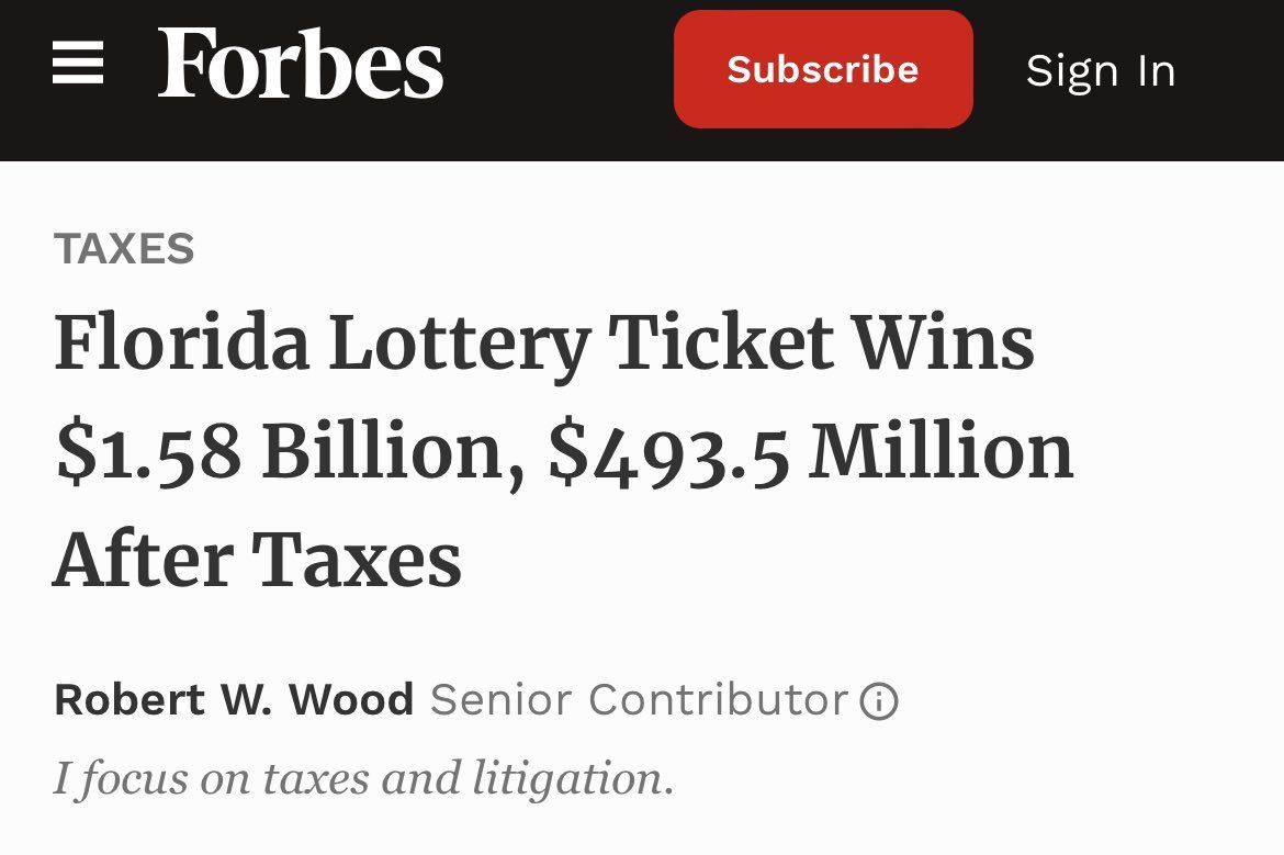 $1,58 млрд — лотерейный приз, который получил счастливчик из Флориды