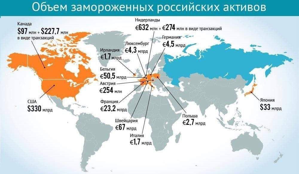 Замороженные активы России в мире