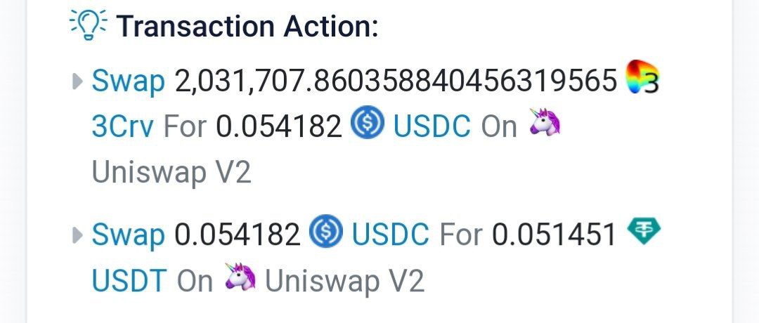 В панике трейдер обменял 2 млн стейблкойна USDC по курсу - доллар USDC на 5 центов USDT из-за отсутствия ликвидности в пуле Uniswap v2