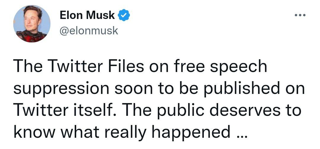 Илон Маск обещает опубликовать информацию о том как Twitter до него давил на свободу слова