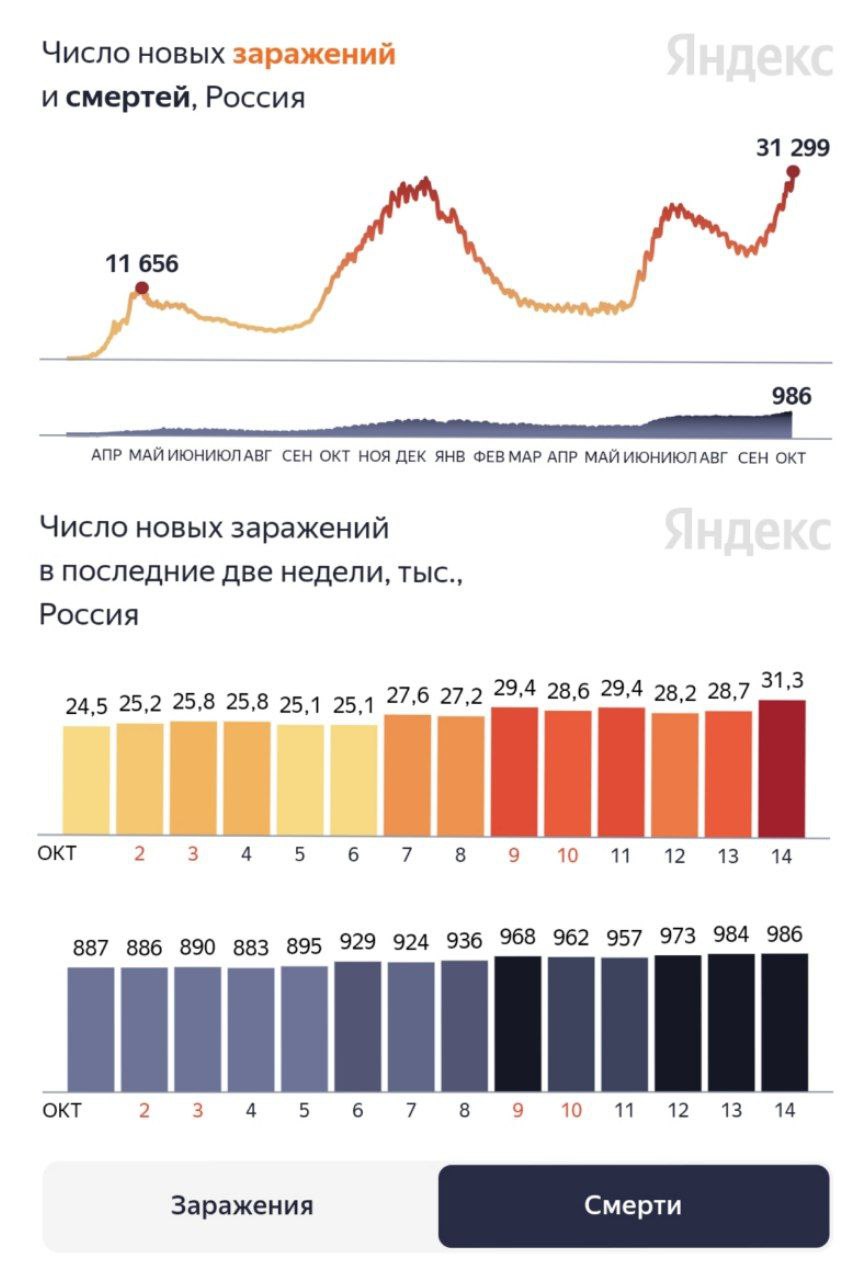 В России очередные рекорды по коронавирусу - 31,3 тыс