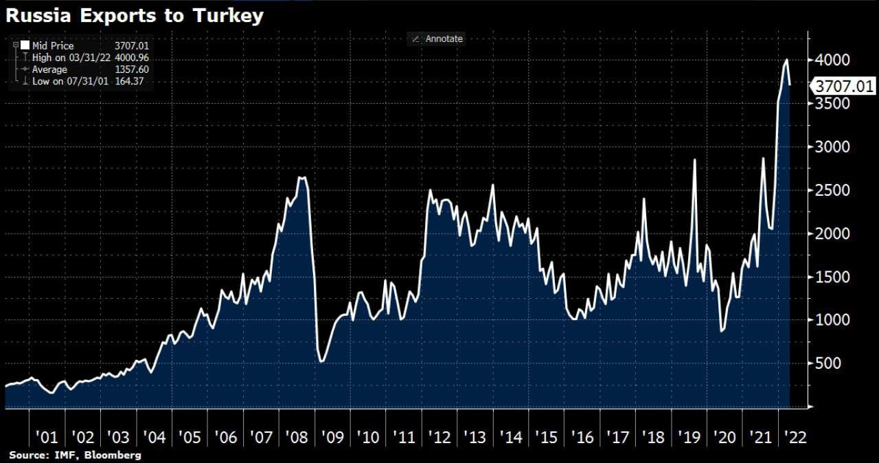 Российский экспорт в Турцию бьет новые рекорды в 2022 году