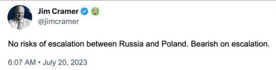 Известный инвестор Джим Крамер с ником "прочитай и сделай наоборот" стал экспертом по боевым действиям