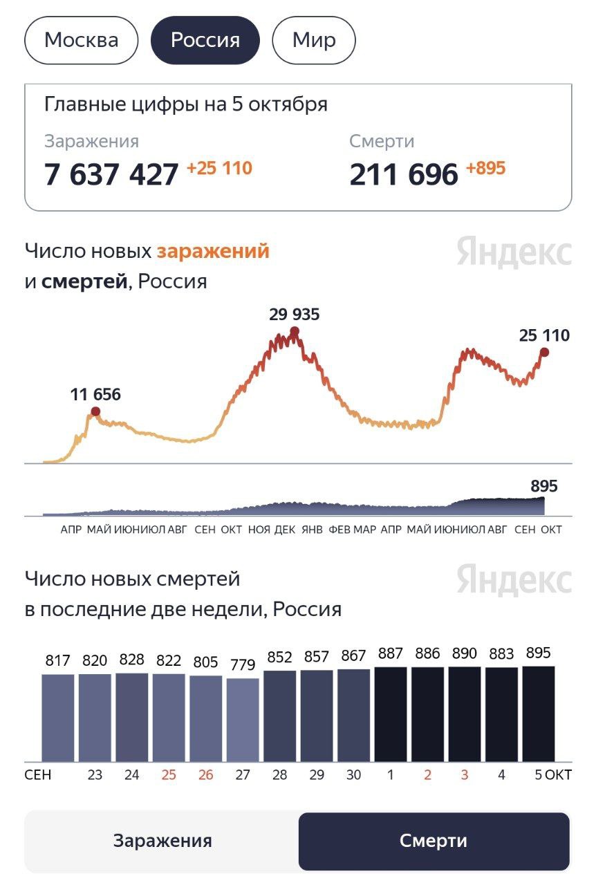 Смертность от коронавируса продолжает ставить рекорды