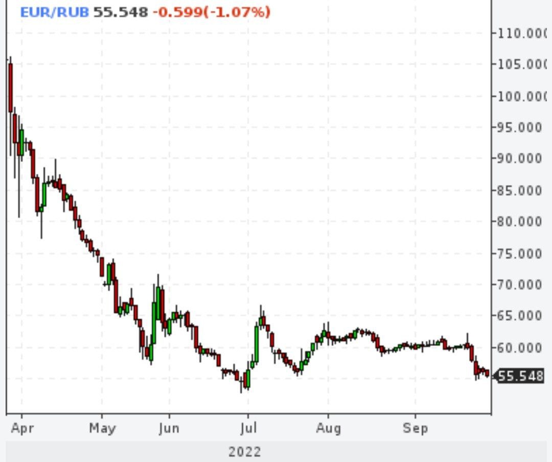Евро продают по 55 рублей на бирже
