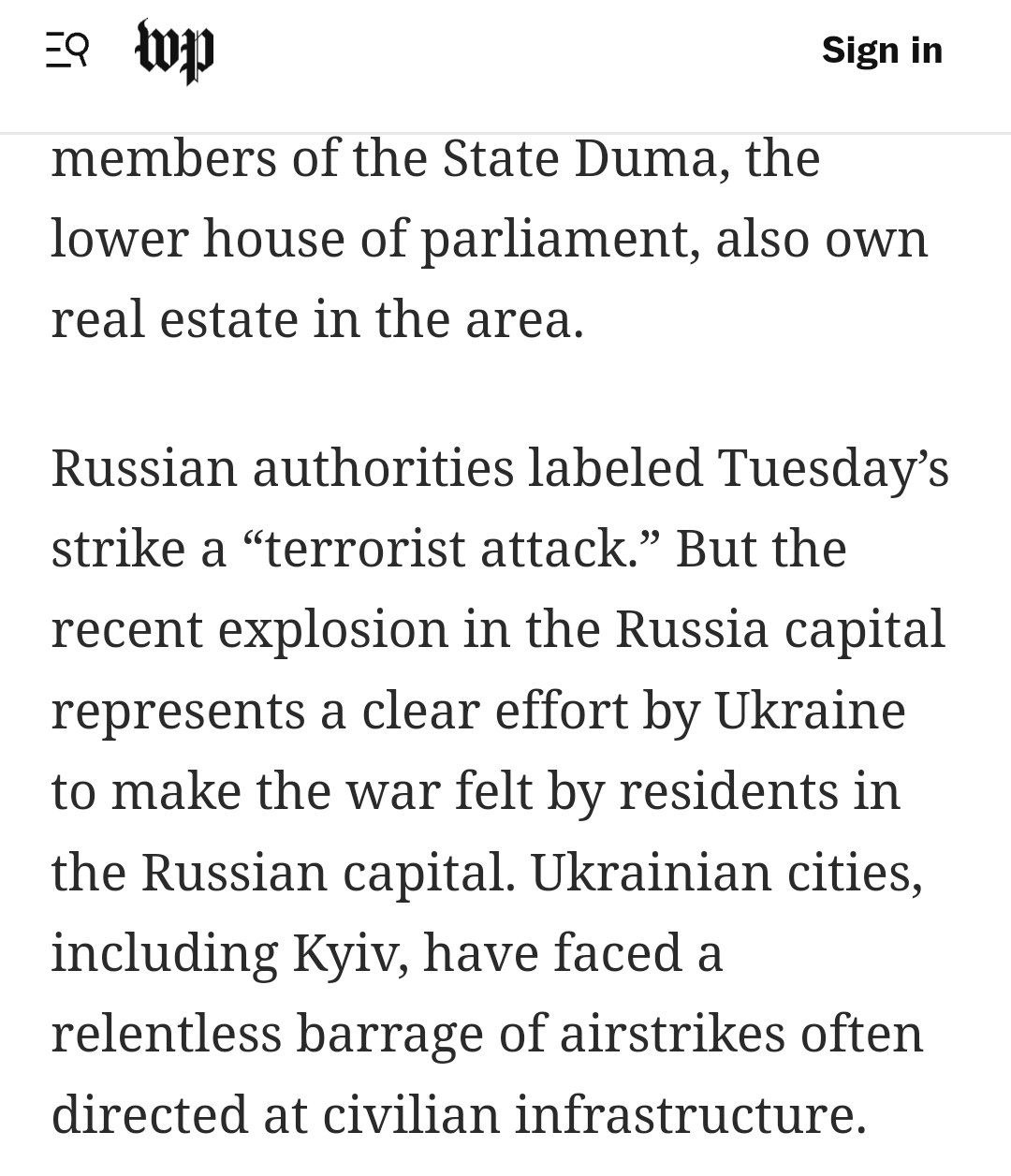 Вашингтон пост одобряет удары по башням Москва-Сити, хотя дважды дроны попали по зданиям с сотнями жилых квартир и офисов