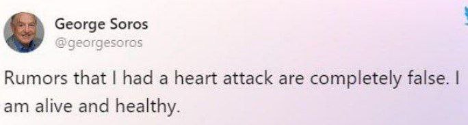 Джордж Сорос опроверг свою смерть в твиттер