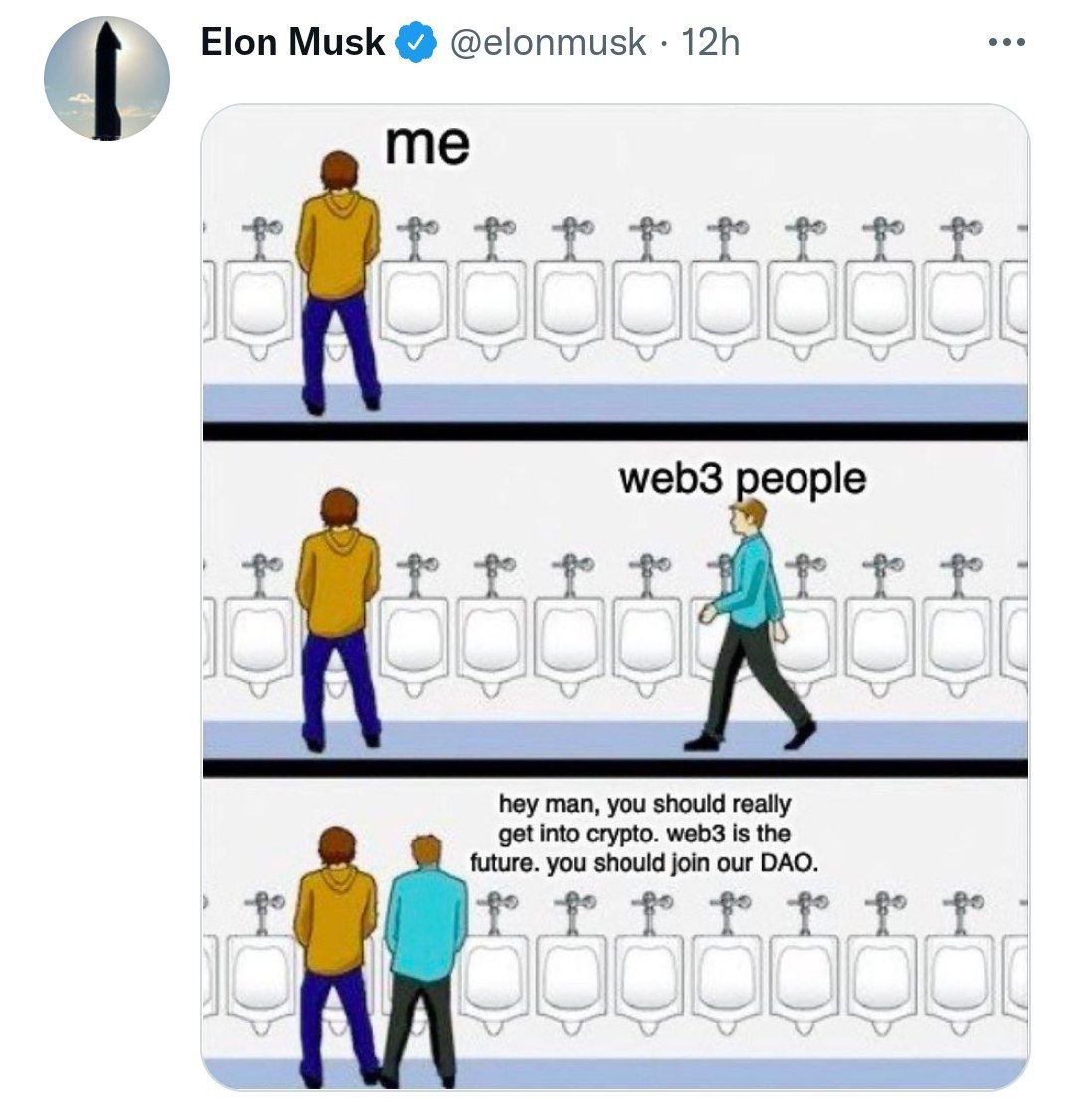 Элон Маск решил насрать в огороде крипты Web3 в самый нужный момент