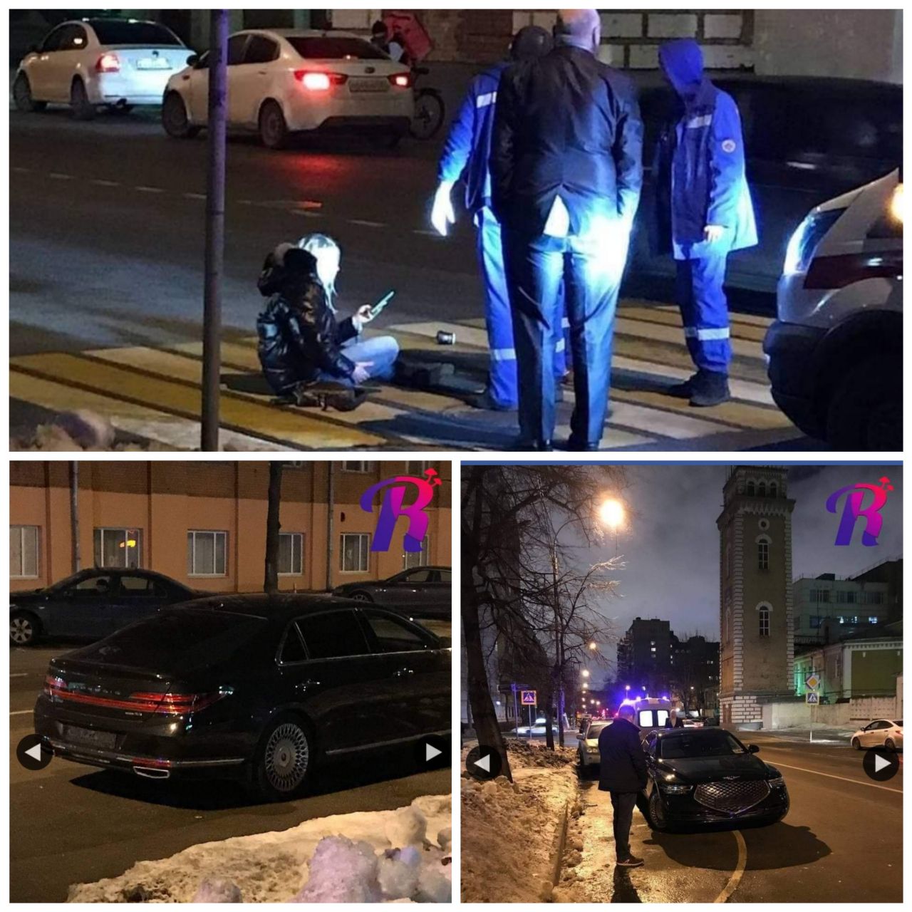 Чёрный люкс Genesis на АМРовских номерах члена правления Внешэкономбанка сбил девушку на пешеходном переходе