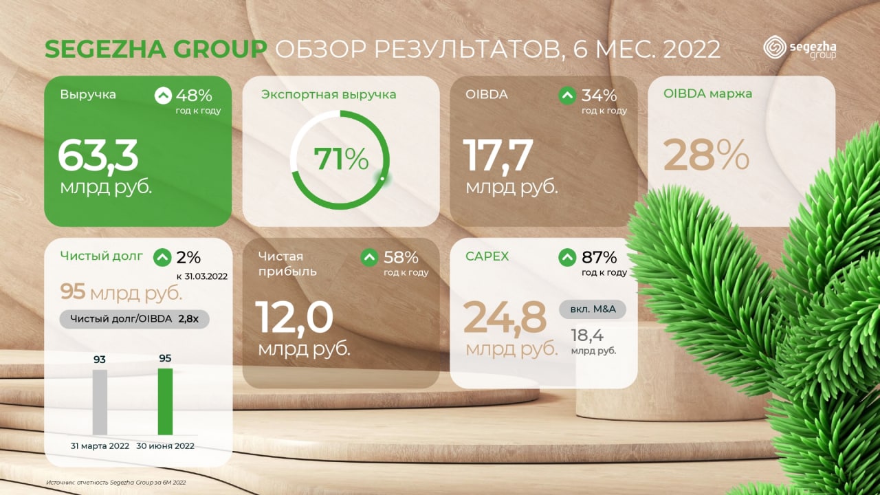 Segezha Group объявляет результаты 6М 2022: рост выручки по всем сегментам бизнеса 