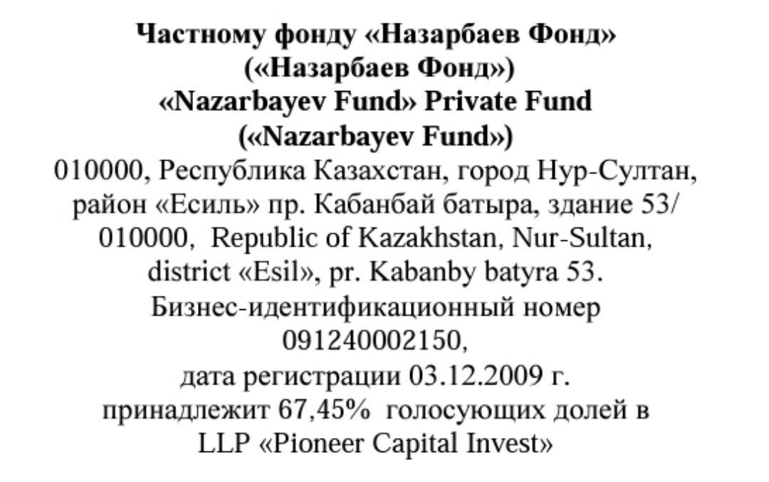 Банк России за 14 млрд рублей продал «Азиатско-Тихоокеанский Банк» структурам бывшего президента Казахстана Нурсултана Назарбаева - ТОО «Pioneer Capital Invest»