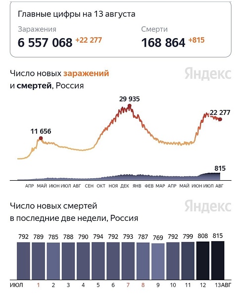В России новый рекорд по смертям от коронавируса за сутки — скончались 819 человек