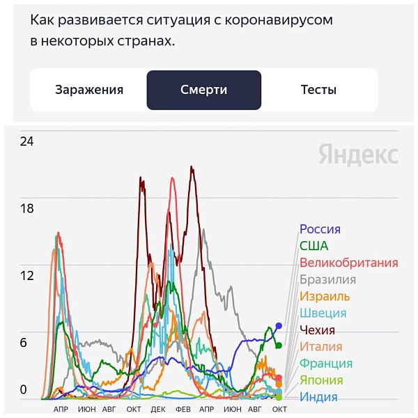 Россия на первом месте в мире по смертности на миллион человек